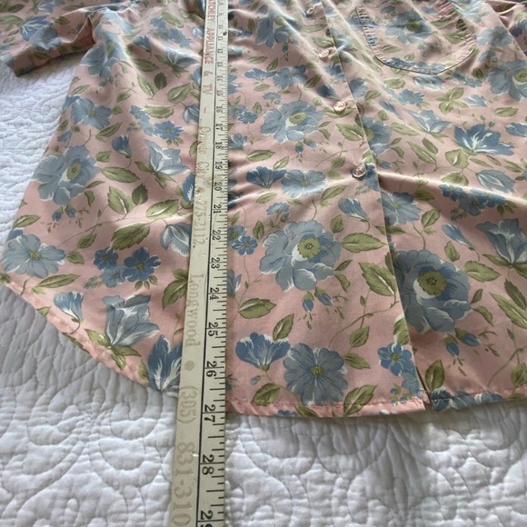 Hasting & Smith Vintage Button Up Shirt Dusty Pink Floral Short Sleeve Size 14 - Picture 13 of 13